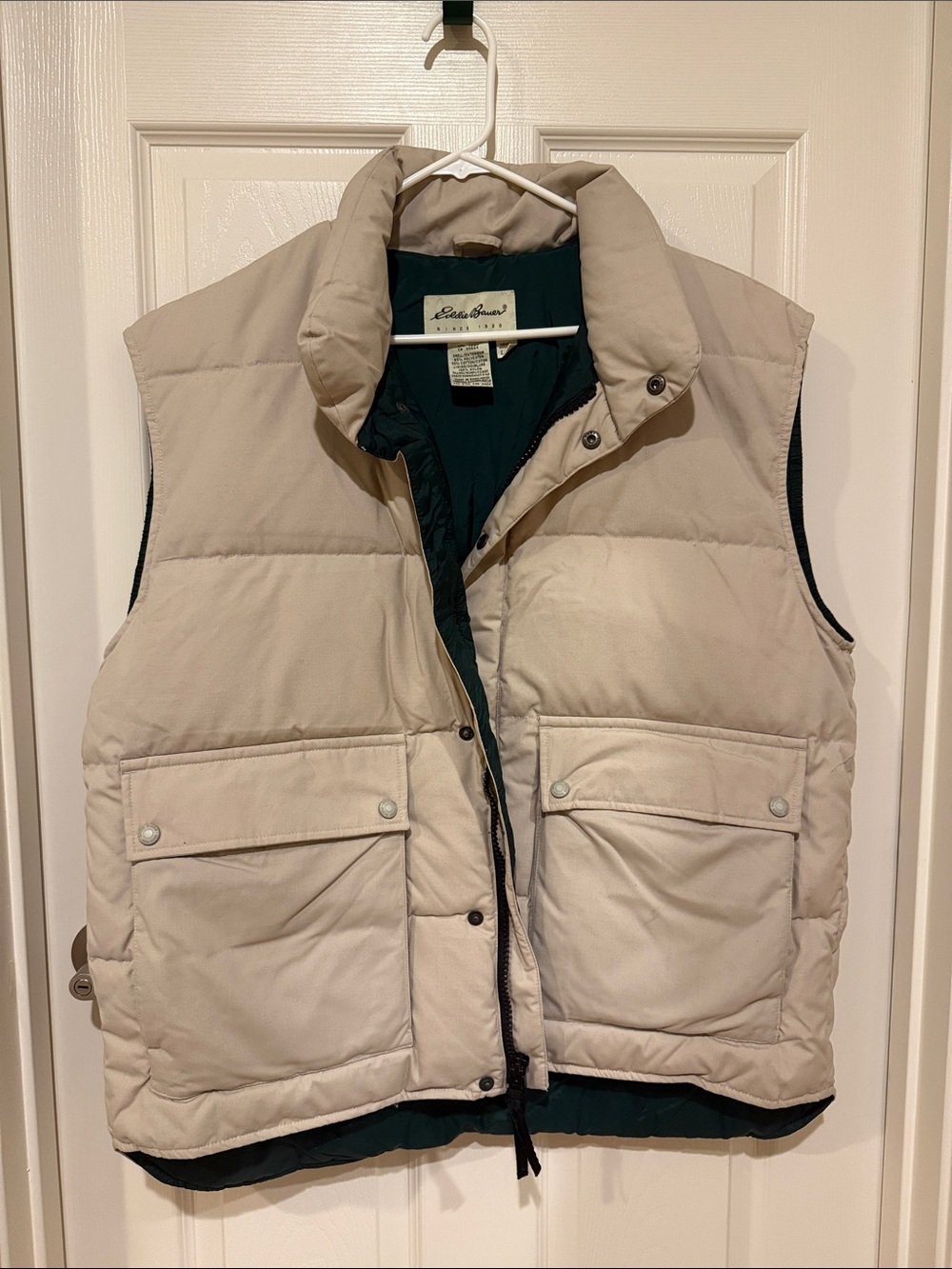 Eddie Bauer Men's Light Tan Quilted Puffer Vest